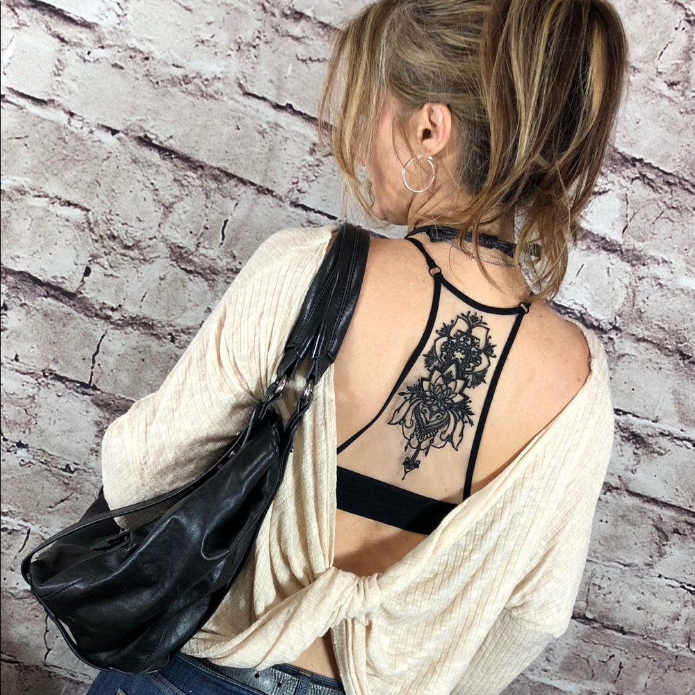 NEW Pullover Illusion Tattoo Black Bralette - Picture 5 of 8